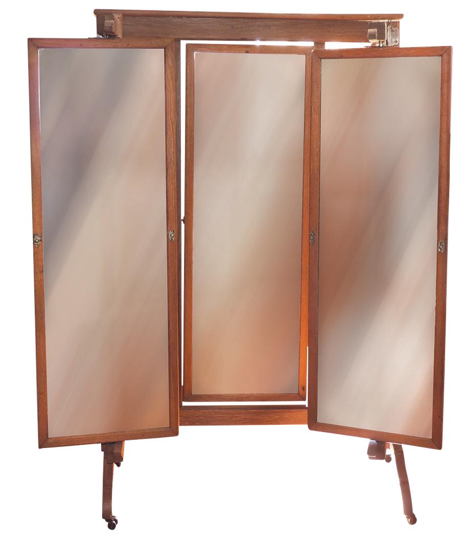 Clothing Store Mirror, large oak-framed 3-section (1 of 1)