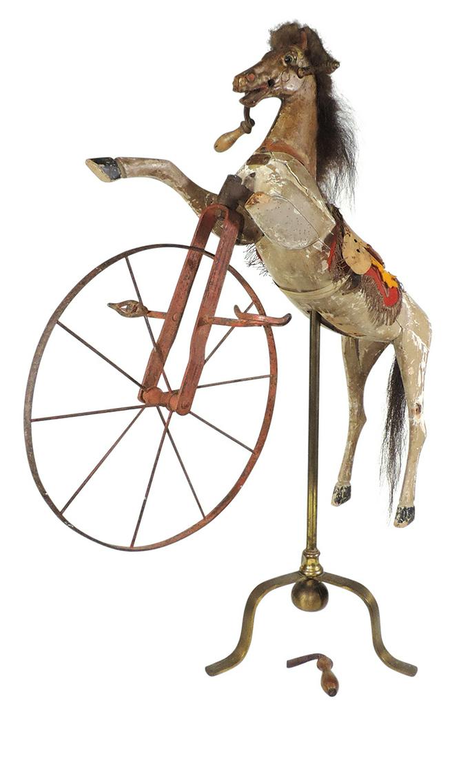 Toy Velocipede Horse, French carved & polychrome wood, (1 of 1)