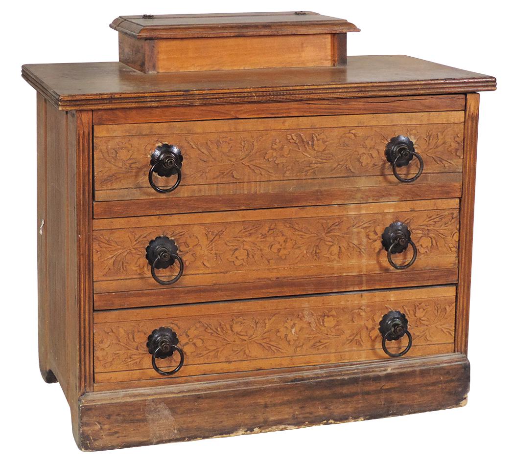 Child's or Doll-Sized Dresser, 3-drawer maple w/pressed (1 of 1)