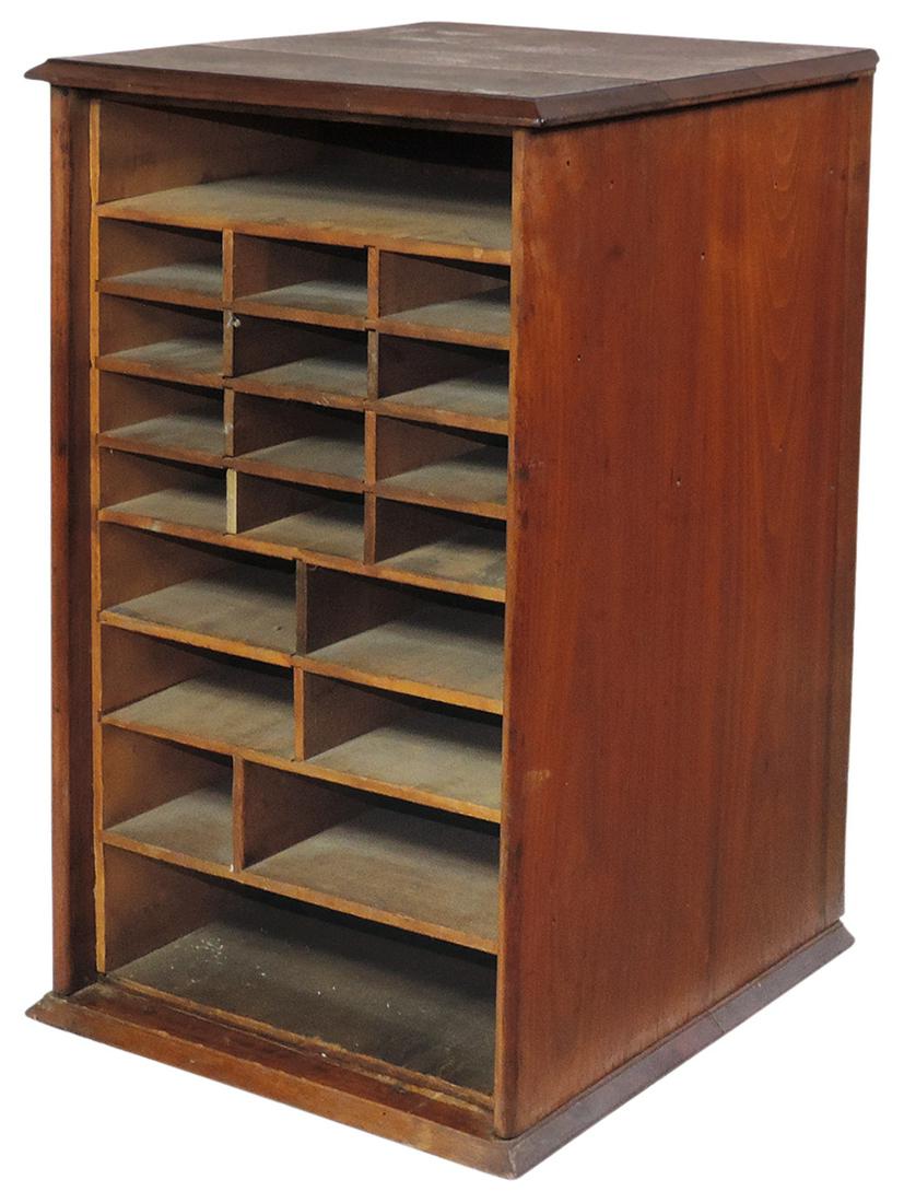 Railroad Ticket Cabinet, walnut w/removable interior (1 of 1)
