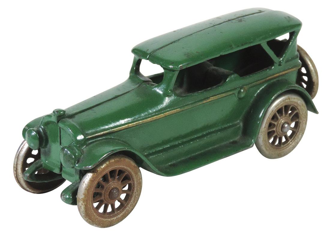 Toy Car, Lincoln Touring, mfgd by A. C. Williams, cast: Toy Car, Lincoln Touring, mfgd by A. C. Williams, cast iron, Exc to Near-Mint cond w/orig paint & light oxidation on wheels, 7"L.