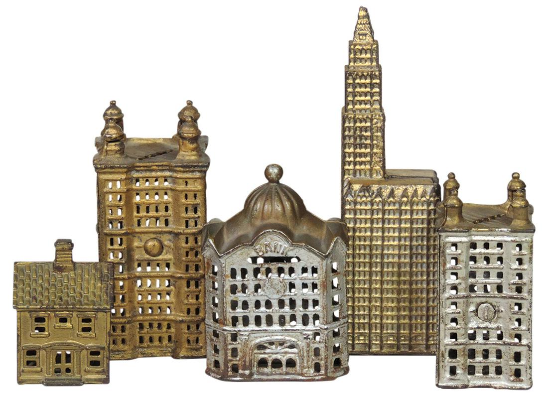 Still Banks (5), all cast iron, Woolworth, large & (1 of 1)