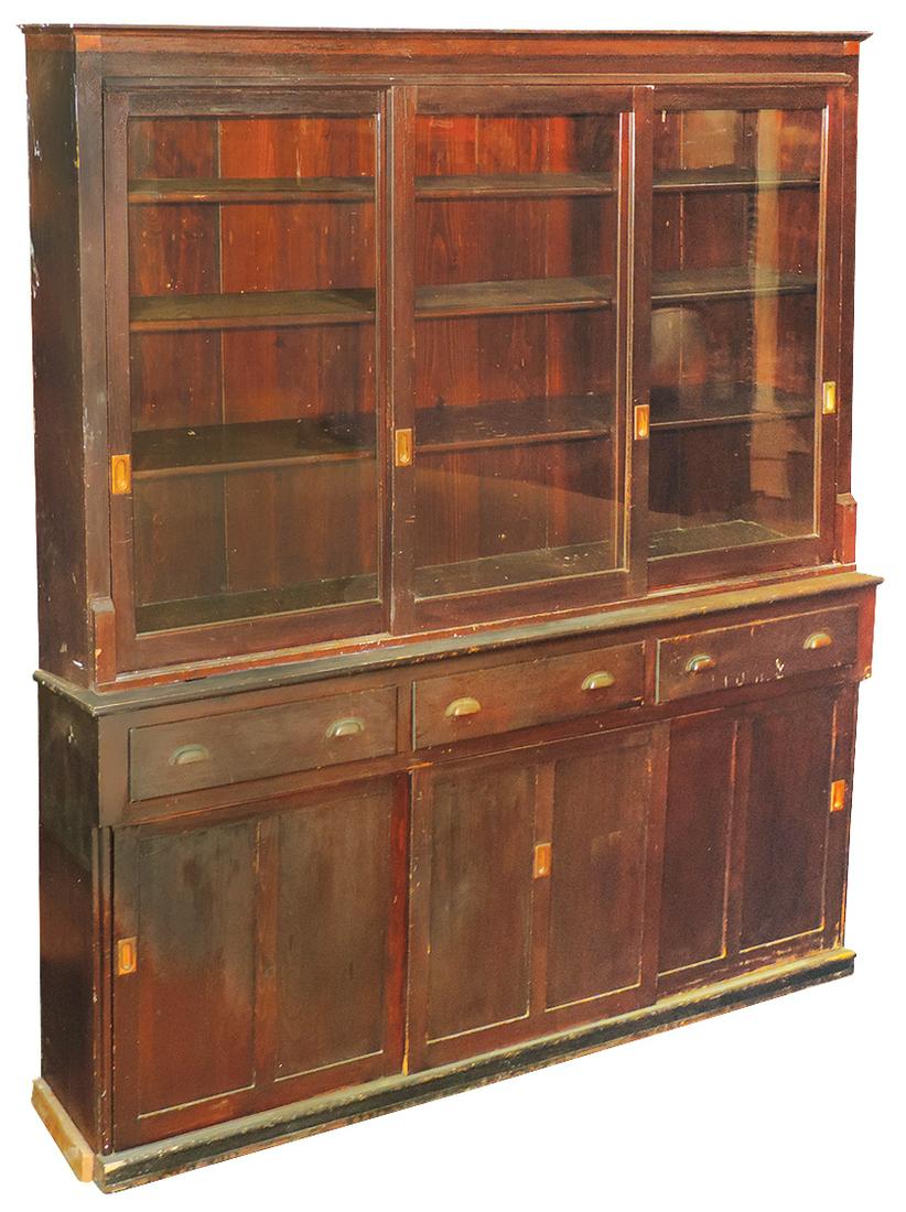 Country Store Wall Cabinet, pine 3-drawer w/3-door base (1 of 1)