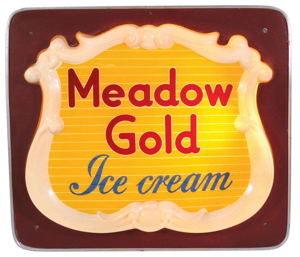 Ice Cream Sign, Meadow Gold Ice Cream, molded plastic (1 of 1)
