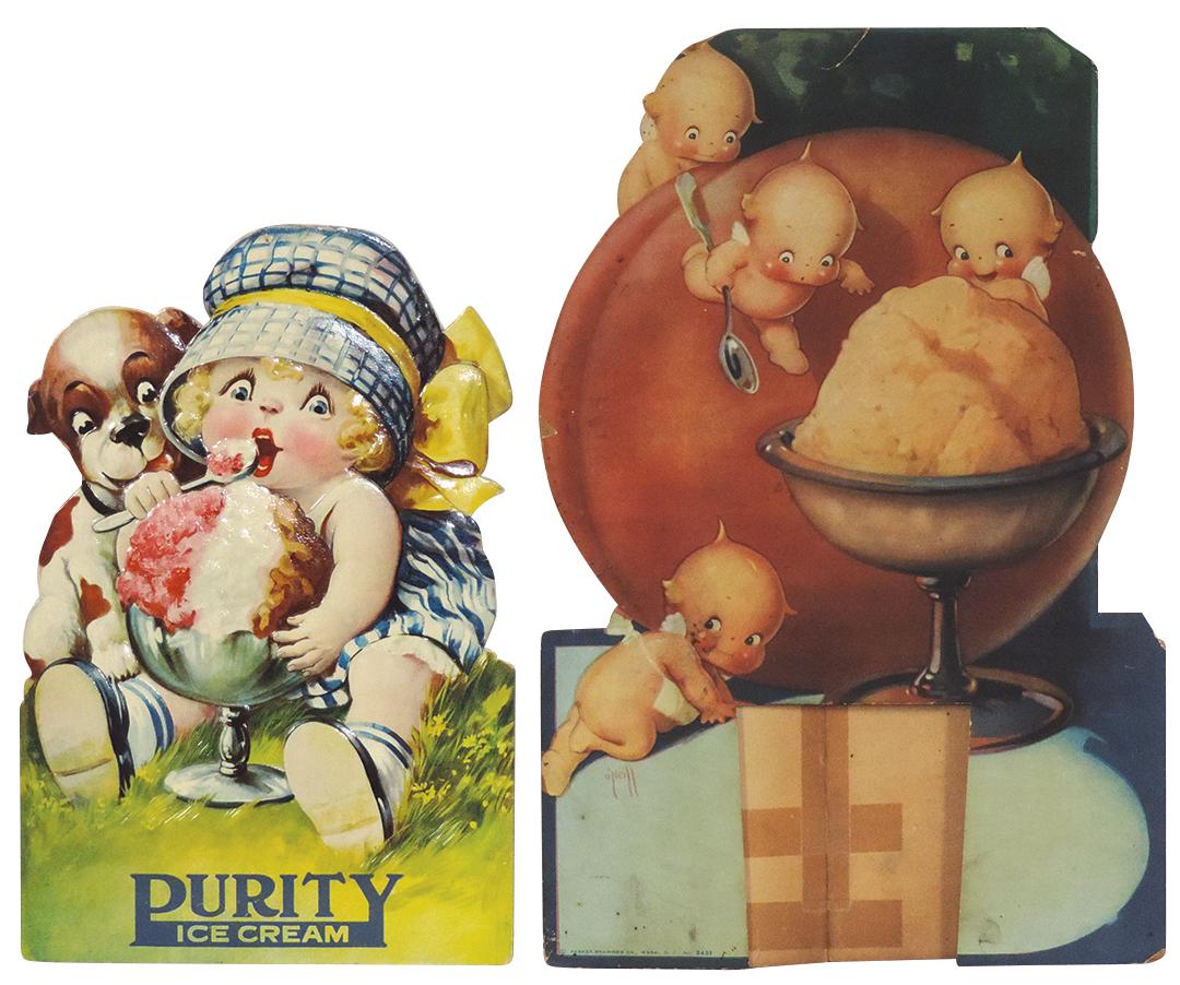 Ice Cream Diecut Advertising Signs (2), color litho tag (1 of 1)