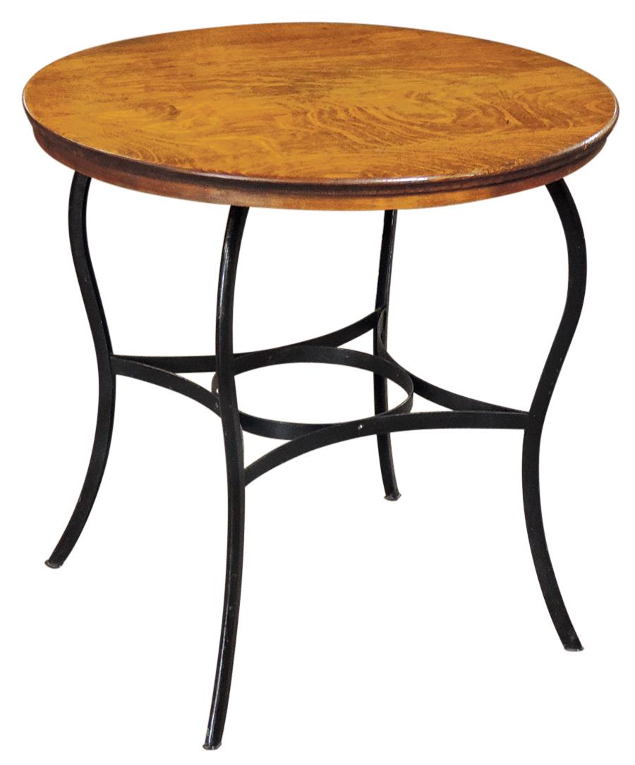 Ice Cream Table, round oak top w/pressed steel cabriole (1 of 1)