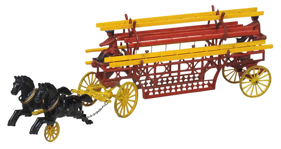 Toy Fire Wagon, mfgd by Kenton, cast iron horse-drawn (1 of 1)