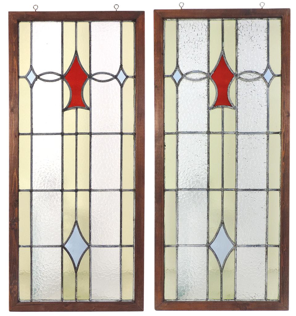 Stained Glass Windows (2), matching pair of panels in (1 of 1)