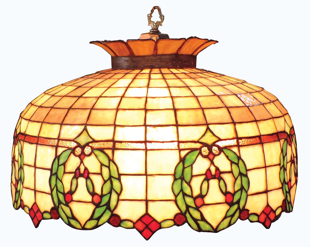 Lighting, leaded glass hanging lamp, leaded caramel (1 of 2)