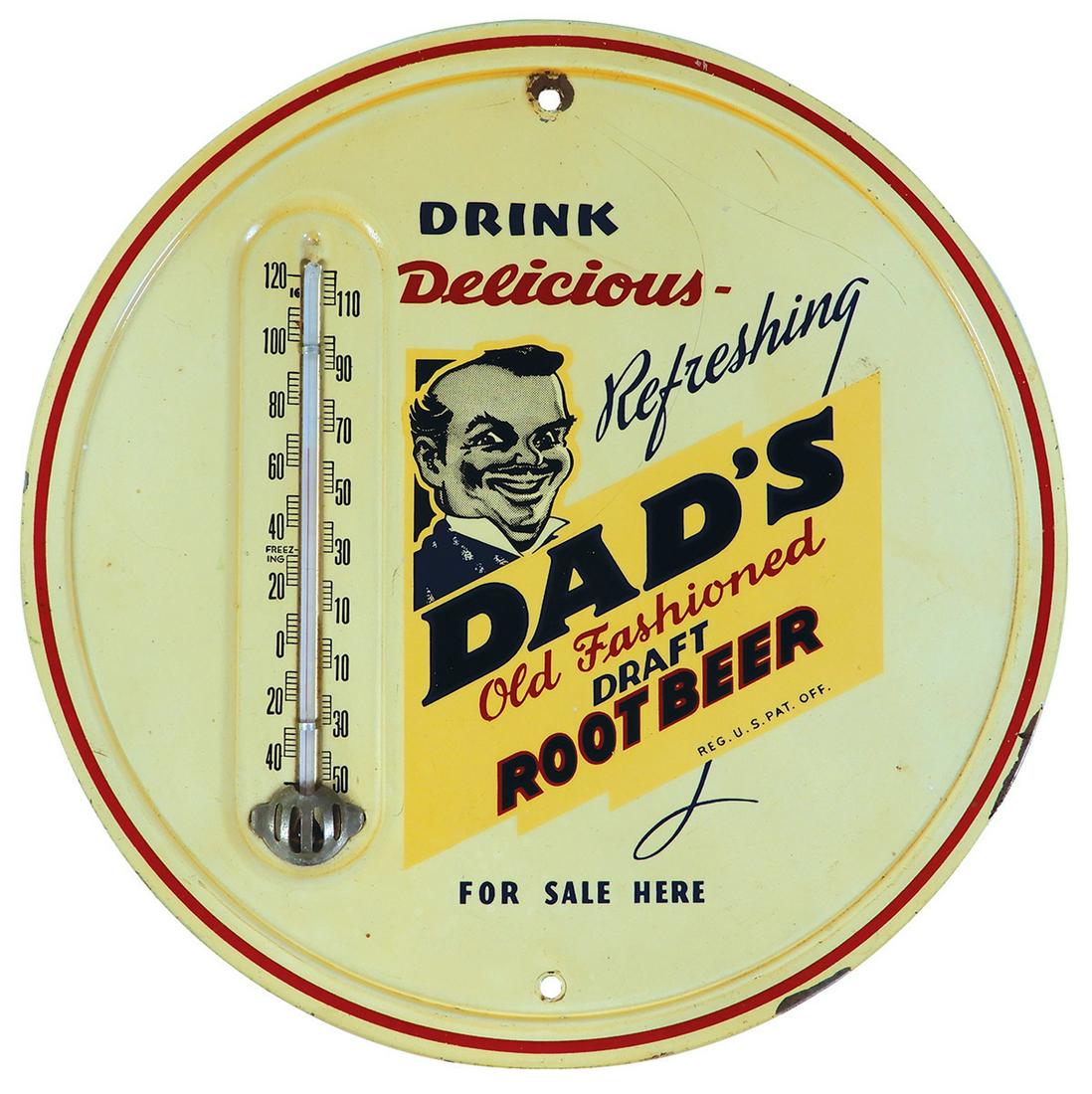 Soda Fountain Thermometer, Dad's Root Beer, self-framed (1 of 1)