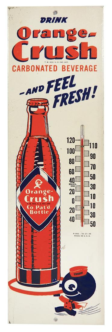 Soda Fountain Thermometer, Orange-Crush, Masonite or (1 of 1)