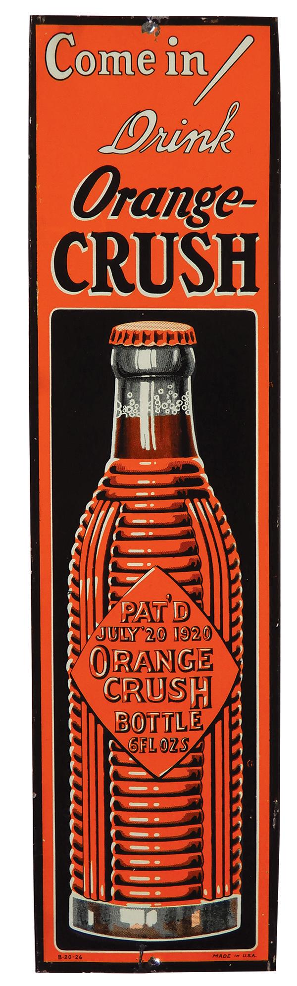 Soda Fountain Door Push, Orange-Crush, embossed metal, (1 of 1)