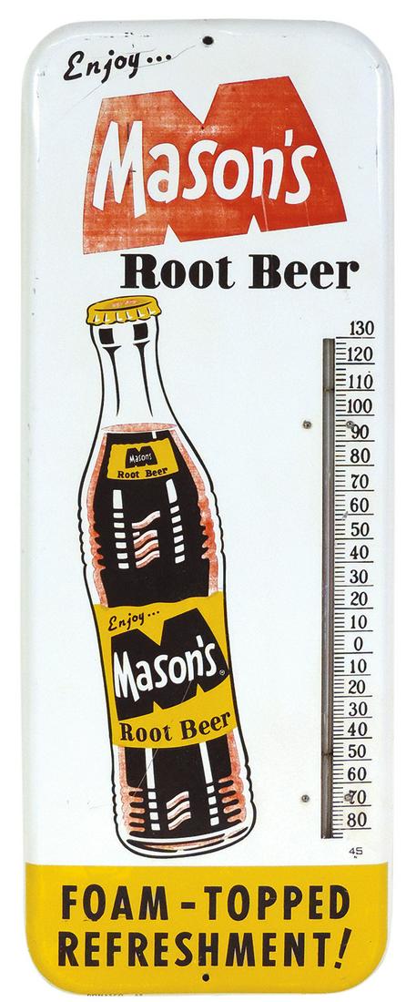 Soda Fountain Thermometer, Mason's Root Beer, metal (1 of 1)