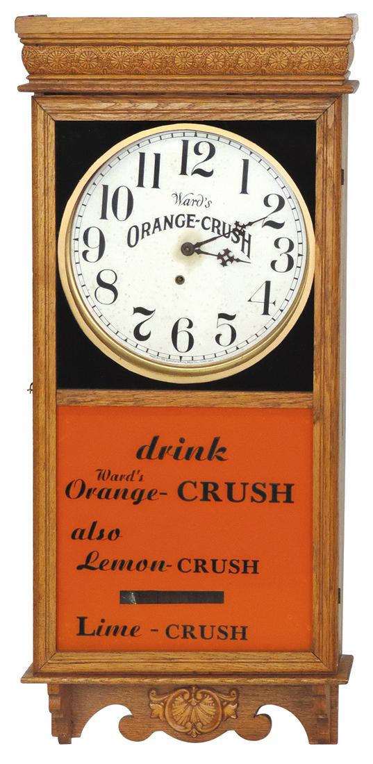 Soda Fountain Clock, Ward's Orange Crush, Rare oak (1 of 1)