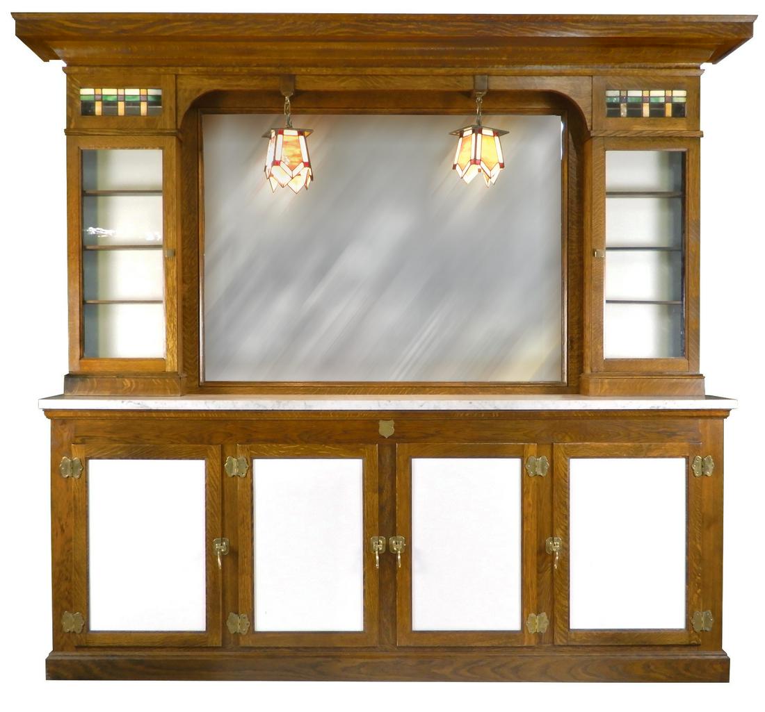 Soda Fountain Back Bar, oak Arts & Crafts style mfgd by (1 of 1)