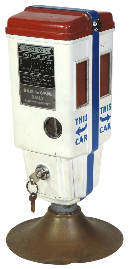 Automobilia, Parking Meter, cast metal Alfco twin (1 of 1)