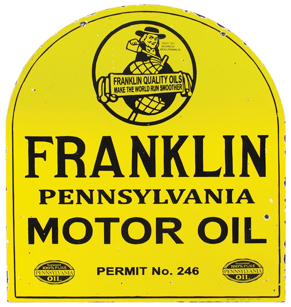 Petroliana Sign, Franklin Motor Oil, DSP on steel (1 of 2)