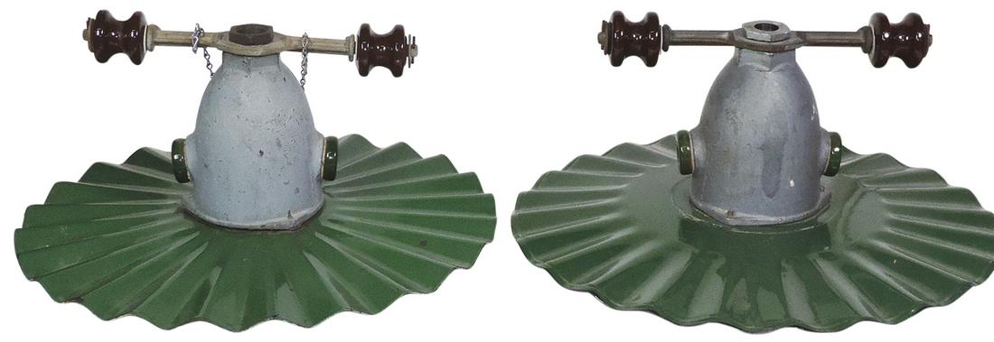Lighting (2), industrial green enameled street lights, (1 of 1)