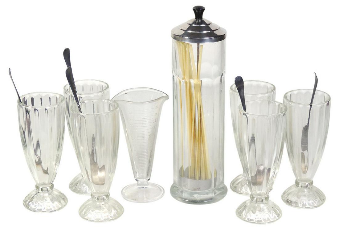 Soda Fountain Glassware (13), paneled straw dispenser, (1 of 1)
