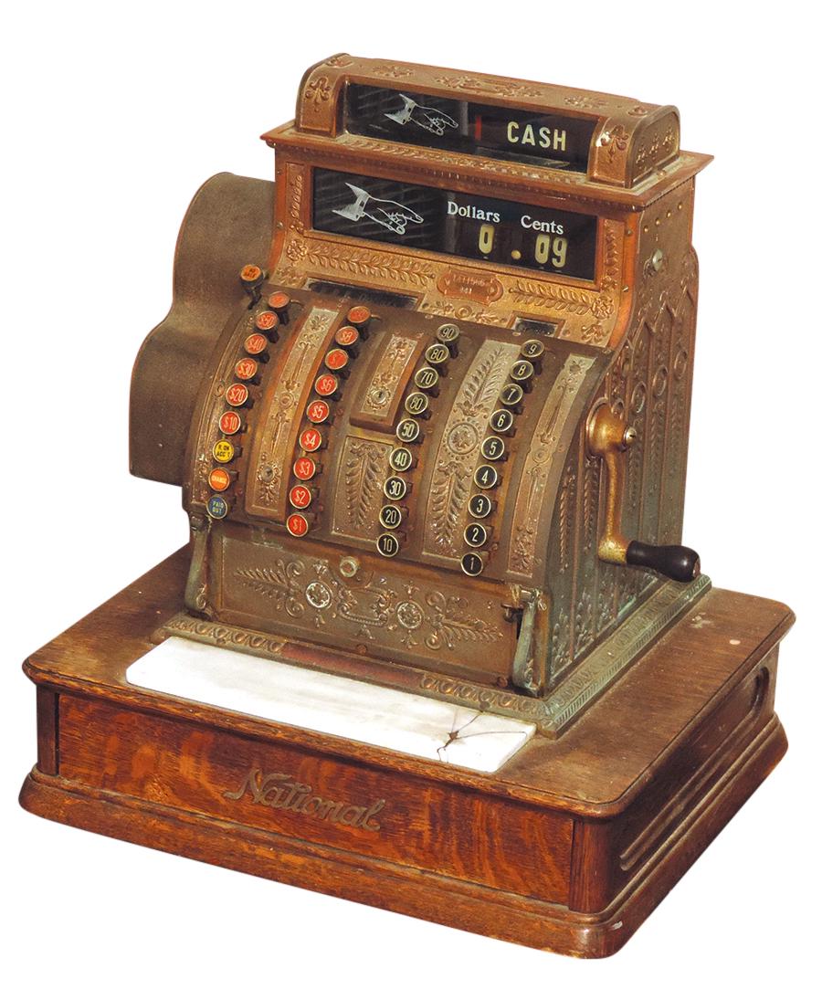 National Cash Register Model 441, brass w/embossed (1 of 2)