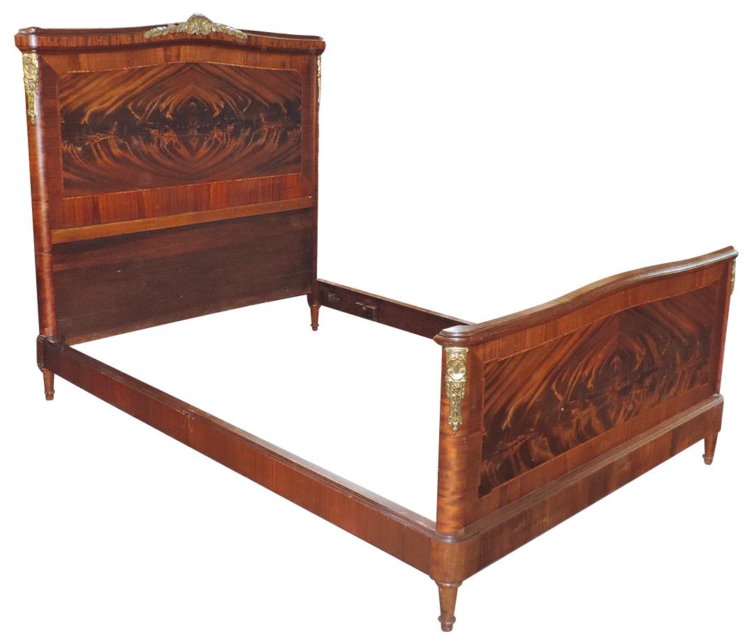 Furniture, French bedstead, Louis XVI Revival gilt (1 of 2)