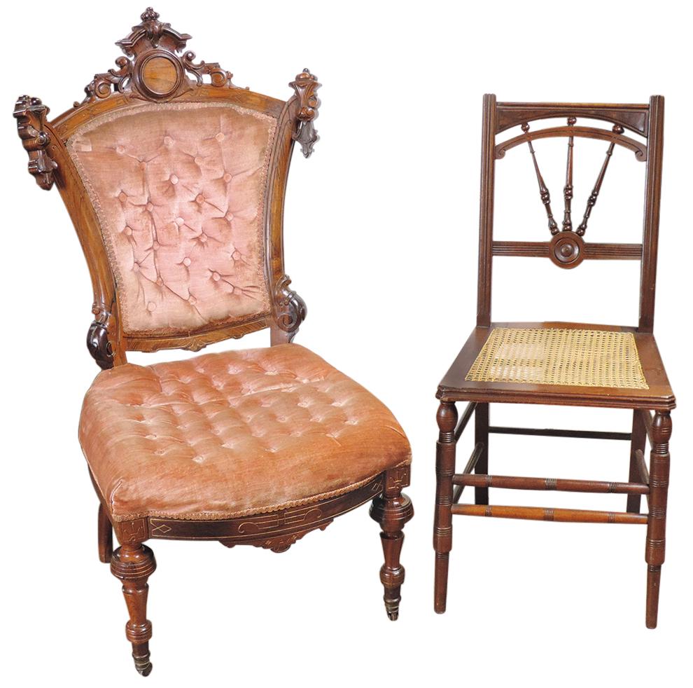 Furniture (2), Victorian side chairs, walnut, 1 (1 of 1)