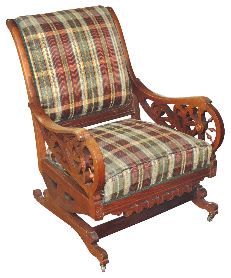 Furniture, Victorian platform rocker, walnut (1 of 1)