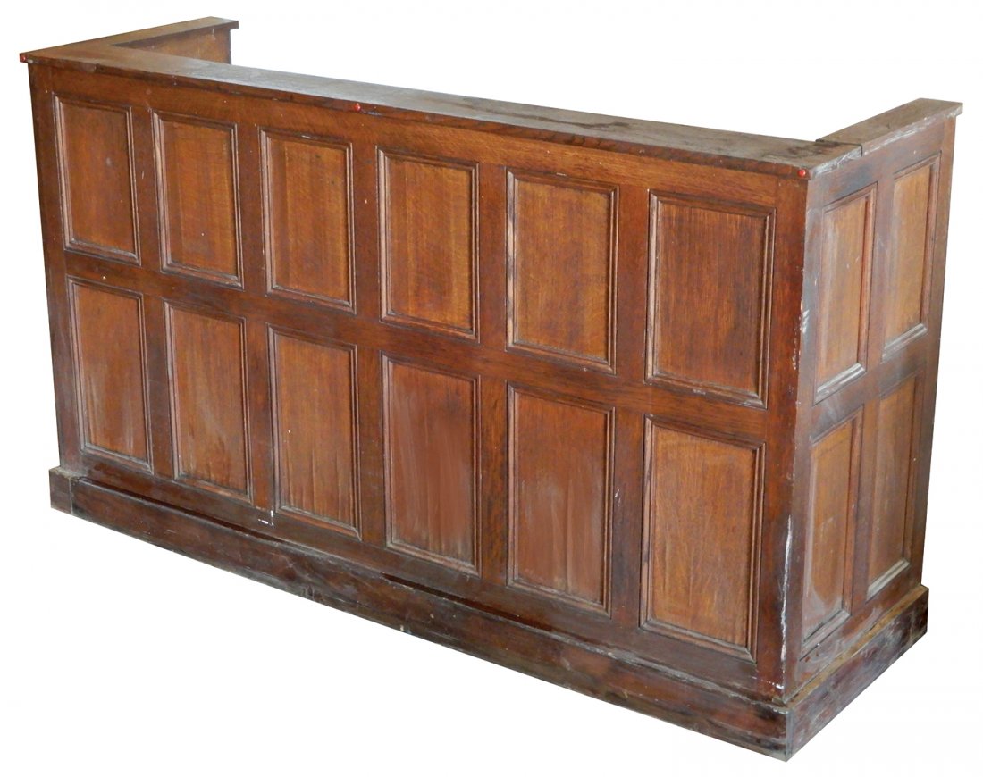 Clerking Counter, paneled oak w/recessed rear desk top, (1 of 2)