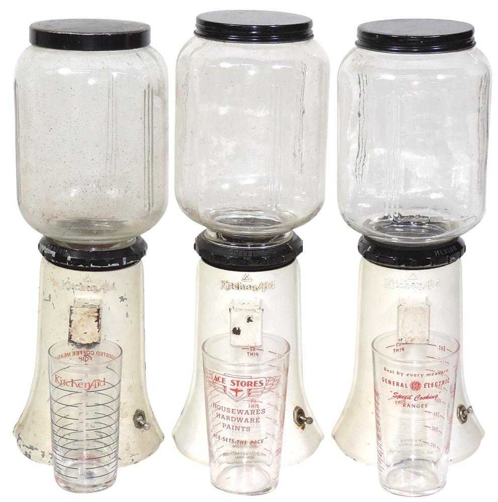 Coffee Grinders (3), Kitchen Aide, Mod. A-9 electric, 2 w/replaced catch cups, Good to VG working: Coffee Grinders (3), Kitchen Aide, Mod. A-9 electric, 2 w/replaced catch cups, Good to VG working cond, 13.75"H.