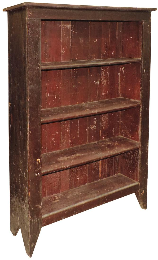 Furniture, Country pine pantry cabinet w/rough sawn boards, triangular cut feet & old finish, Good: Furniture, Country pine pantry cabinet w/rough sawn boards, triangular cut feet & old finish, Good cond w/wear & age, 66"H x 45.75"W x 15"D.