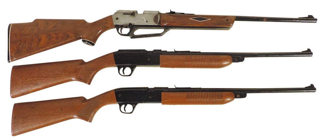 Air Rifles (3), Daisy 2 Mod. 850 & Powerline 881, VG working cond, 36"L.: Air Rifles (3), Daisy 2 Mod. 850 & Powerline 881, VG working cond, 36"L.