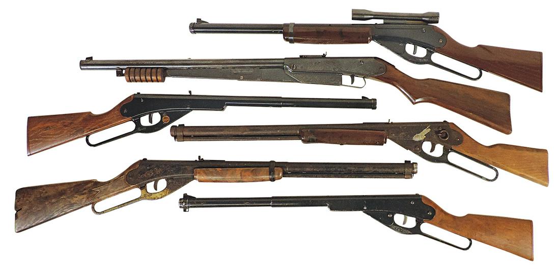Air Rifles (6), Daisy, various lever & pump, Good to VG cond (most working), 35"L.: Air Rifles (6), Daisy, various lever & pump, Good to VG cond (most working), 35"L.