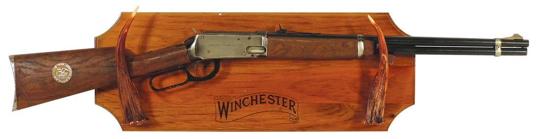 Air Rifle, Daisy 1971 NRA Centennial Winchester Edition w/wall mount, VG+ working cond, 36"L.: Air Rifle, Daisy 1971 NRA Centennial Winchester Edition w/wall mount, VG+ working cond, 36"L.