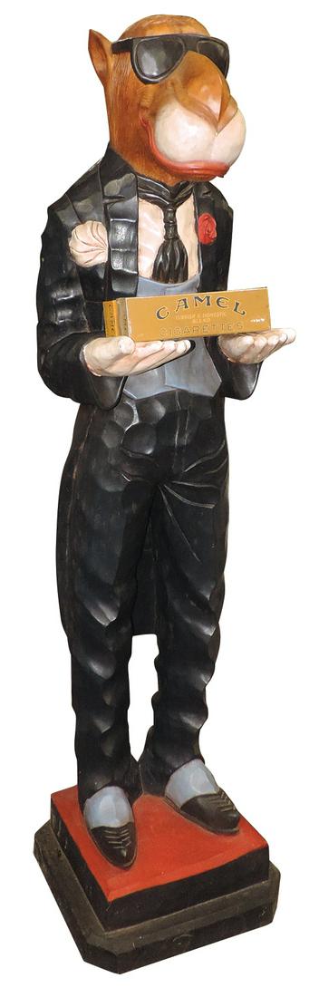 Tobacciana, Camel's Joe Cool Cigar Store Figure, hand carved & polychrome wood figure or the