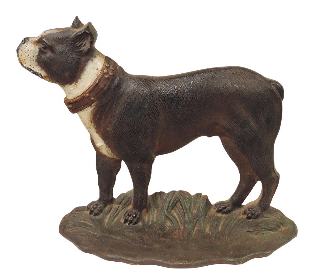 Doorstop, Boston Terrier, cast iron by Bradley & Hubbard, Exc+ cond & orig finish, 10"H.: Doorstop, Boston Terrier, cast iron by Bradley & Hubbard, Exc+ cond & orig finish, 10"H.