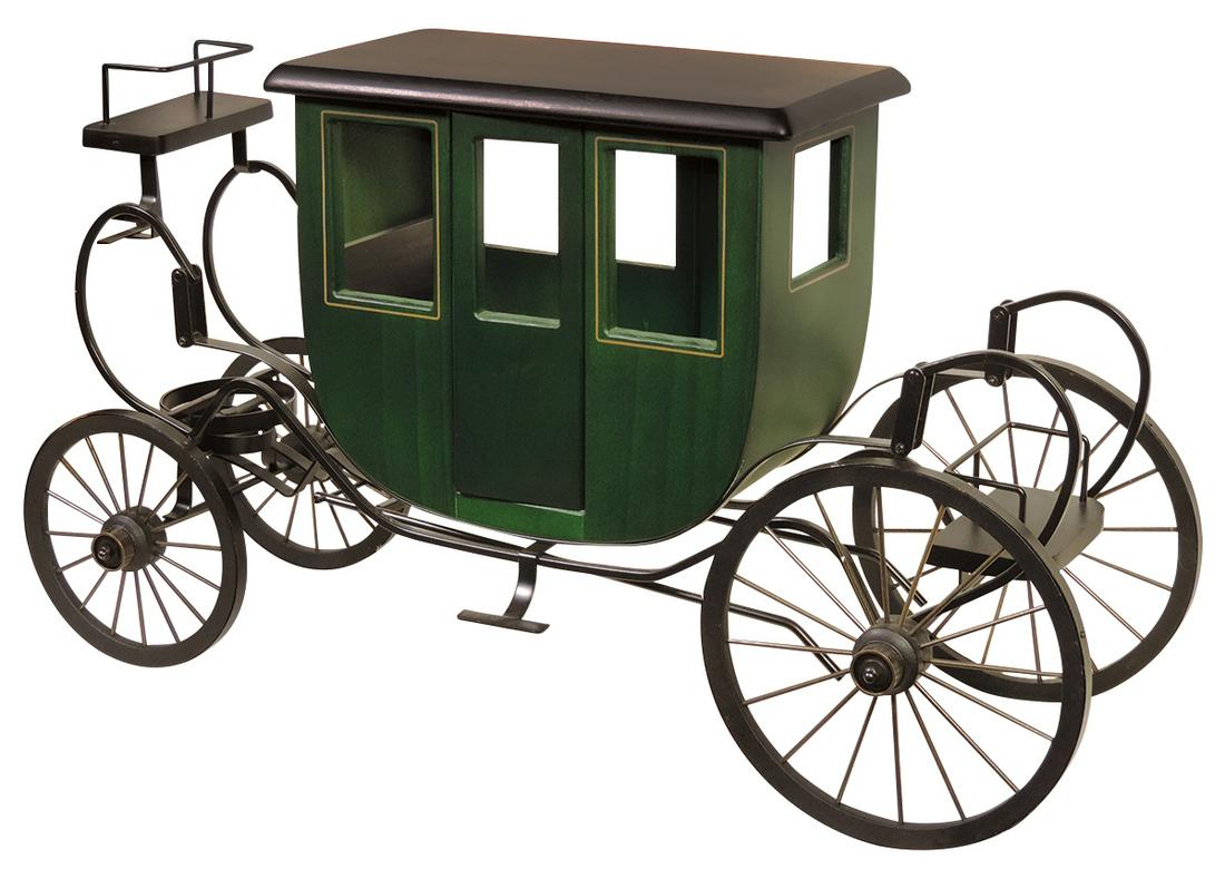 Dolls, Byers Choice Carolers Coach, wood & metal display dated 2008, Exc cond, 15"H x 27"W x 9"D.: Dolls, Byers Choice Carolers Coach, wood & metal display dated 2008, Exc cond, 15"H x 27"W x 9"D.