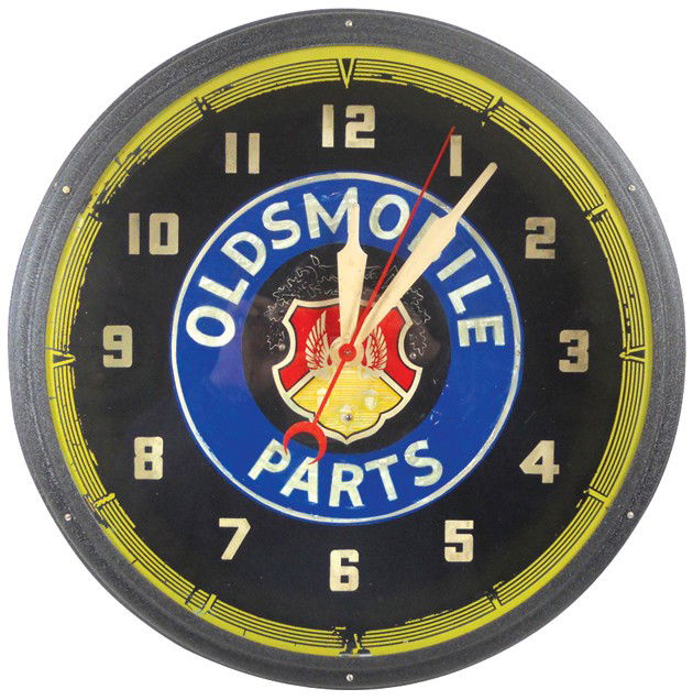 46: Oldsmobile Parts neon clock, mfgd by Lackner, some - May 05, 2011