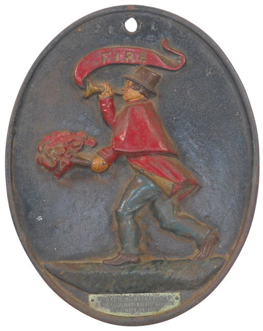 98 Fire insurance plaque, cast iron w/orig paint, meta May 05, 2011