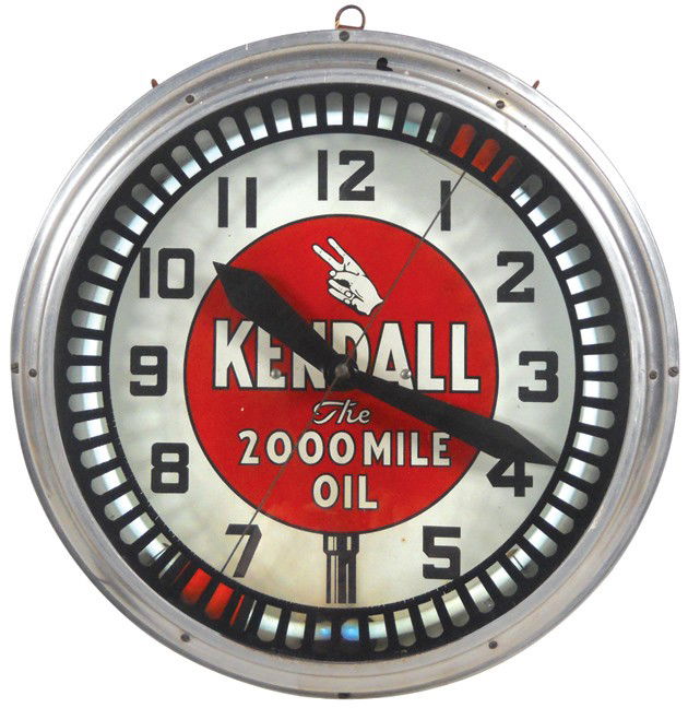 193 Kendall Motor Oil neon clock w/second hand marker,