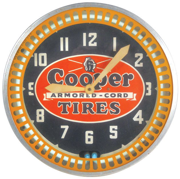 249 Cooper Tires neon motion clock, colorful orange