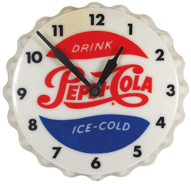 711 PepsiCola bottle cap clock, "Drink PepsiCola Ice