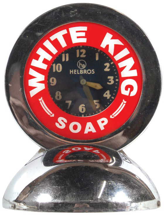 1317 White King Soap neon clock, mfgd by GloDial Cloc