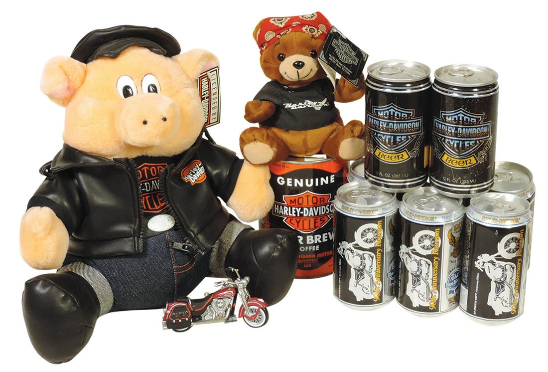 Harley-Davidson Novelties (7), unopened can of Biker Brew coffee, 6 pack for PBR 90th reunion, 2 (1 of 1)