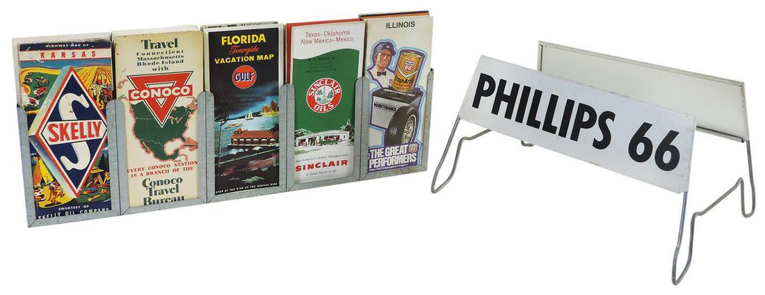 Tire Display & Map Rack (2), Phillips 66 double-sided metal display & 5-section metal map rack w/20 (1 of 1)