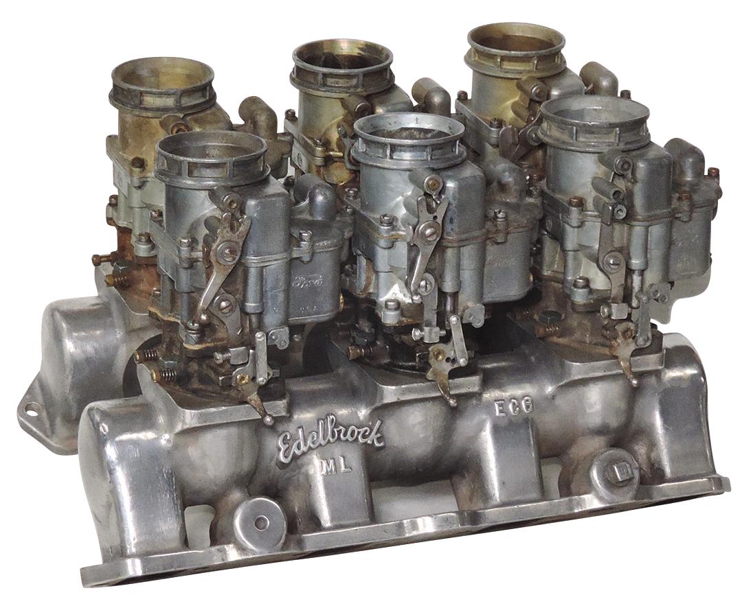 Intake Manifold, Chrysler Hemi, Edelbrock w/six Stromberg 94's, aluminum, Rare, VG orig cond, (1 of 2)