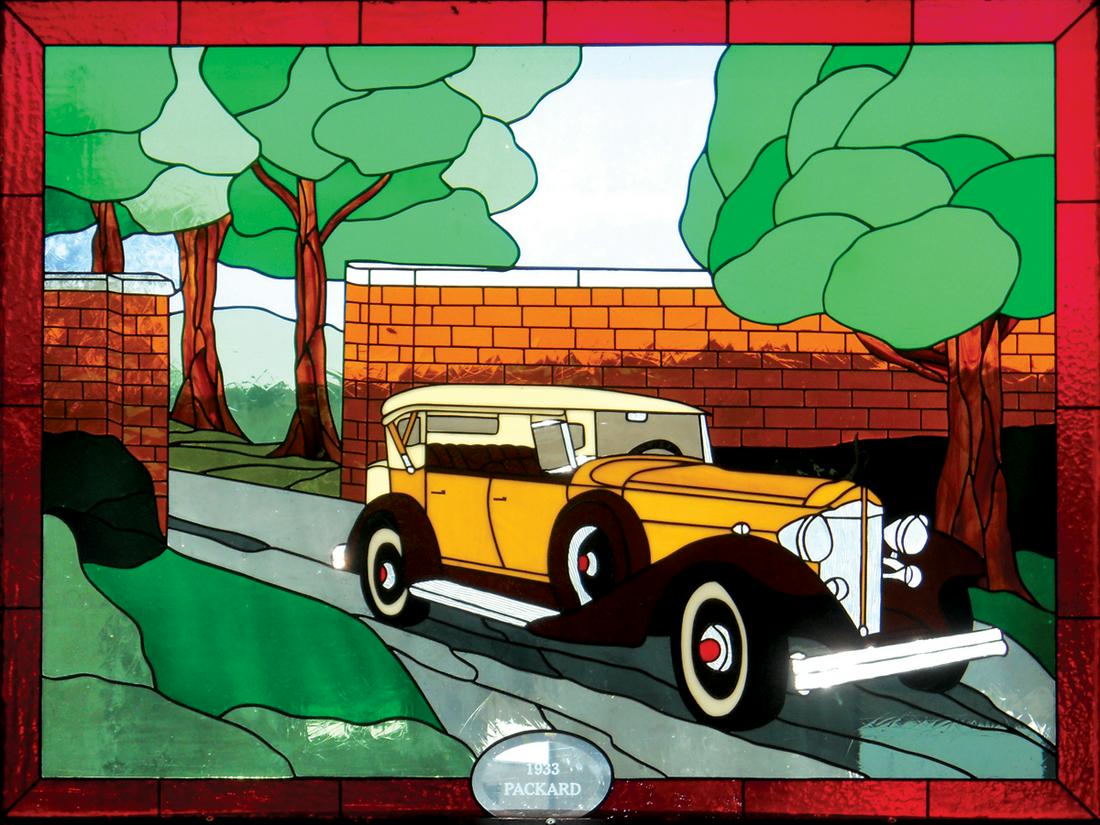 Automotive Stained Glass Window, 1933 Packard, very well executed by a stained glass artist, nice (1 of 1)