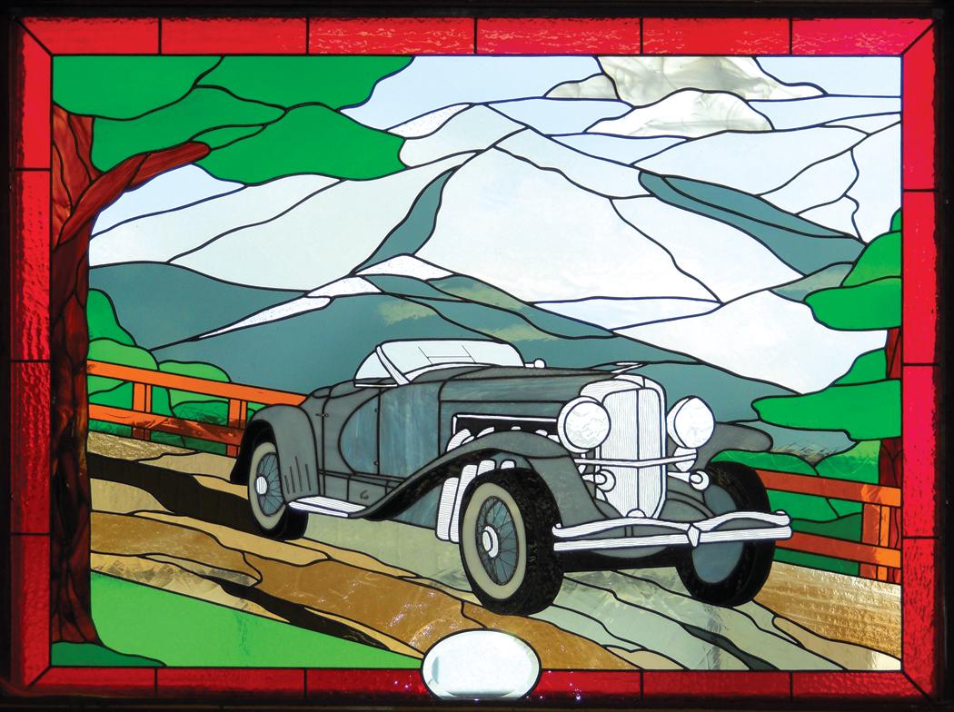 Automotive Stained Glass Window, 1932 Duesenberg, very well executed by a stained glass artist (1 of 1)