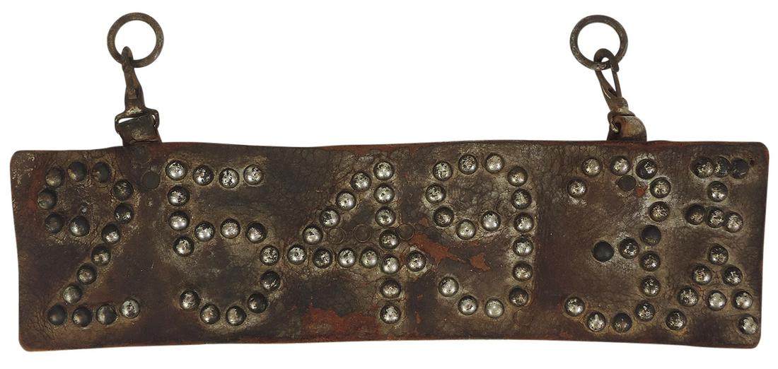 License Plate, Iowa, c.1910, leather, Rare, Good orig cond.: License Plate, Iowa, c.1910, leather, Rare, Good orig cond.