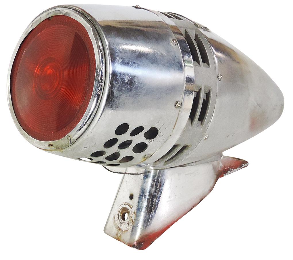 Siren, "Champion Siren" w/red lens, mfgd by W.S. Darley & Co., bullet-shaped chrome plated, Good: Siren, "Champion Siren" w/red lens, mfgd by W.S. Darley & Co., bullet-shaped chrome plated, Good cond w/some dings, untested, 13.5"L.