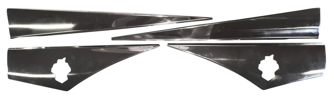 Packard Caribbean parts (4), 1953-54 2-pc stainless door trim for left & right, new reproduction,: Packard Caribbean parts (4), 1953-54 2-pc stainless door trim for left & right, new reproduction, largest 17.5"L.